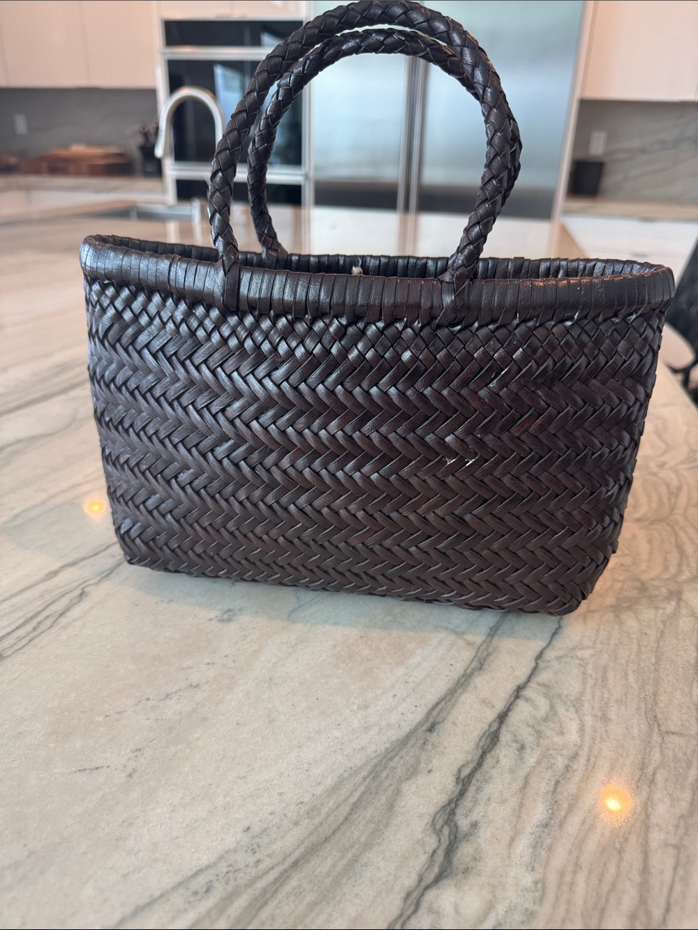 Dragon Diffusion Woven Mini Tote in Dark Brown